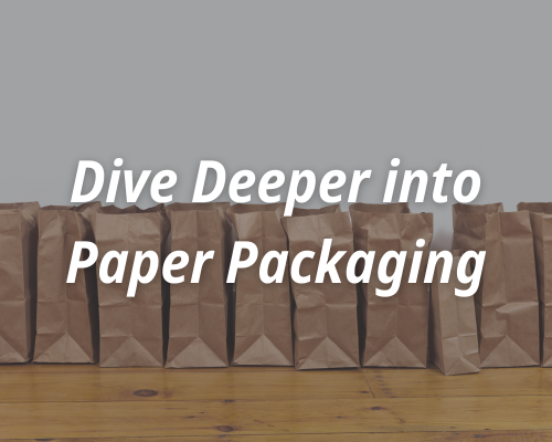 Paper bags lined up on a floor. Dive deeper into paper packaging.